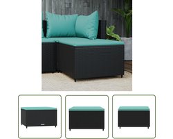 The Living Store Voetensteun met kussen poly rattan zwart - Voetenbank - Tuinset - Lounge Set - Tuinstoel - Outdoor Furniture