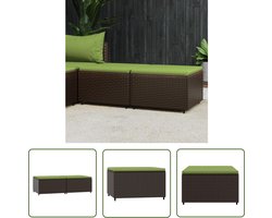 The Living Store Voetensteunen 2 st met kussens poly rattan bruin - Voetenbank - Tuinset - Tuinmeubel - Outdoor Furniture - Lounge Stoel