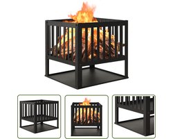 The Living Store vuurkorf - zwart staal - 40 x 40 x 40 cm - decoratief en sfeervol
