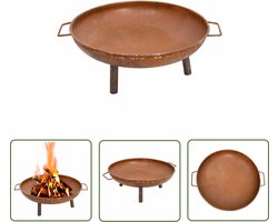 The Living Store Vuurplaats 67,5x58x22,5 cm staal - Vuurkolf - Open Haard - Terrasverwarmer - Tuin Accessoires - Bbq Set