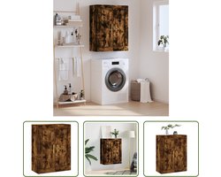 The Living Store Wandgemonteerde Opbergkast - Gerookt Eiken - 69.5 x 34 x 90 cm - The Living Store