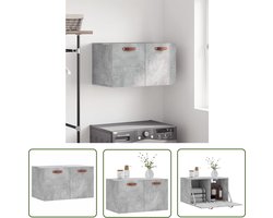 The Living Store Wandkast 60x36,5x35 cm bewerkt hout betongrijs - Wandkast - Houten Kast - Grijze Kast - Opbergkast - Badkamerkast