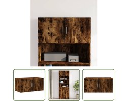 The Living Store Wandkast 80x42,5x40 cm bewerkt hout gerookt eikenkleurig - Wandkast - Houten Kast - Opbergkast - Bergruimte - Keukenopstelling