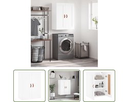 The Living Store Wandkast - Elegant - Opbergkast - Afmetingen- 69.5 x 34 x 90 cm - Kleur- Wit - Materiaal- Bewerkt hout en kunstleer