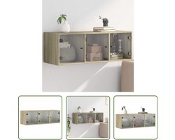 The Living Store Wandkast met glazen deuren 102x37x35 cm sonoma eikenkleurig - Wandkast - Wandkasten - Opbergkast - Wandgemonteerde Kast