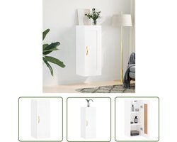 The Living Store Wandkast The Living Store - Hangkast - Wit - 34.5 x 34 x 90 cm - Bewerkt hout en metaal
