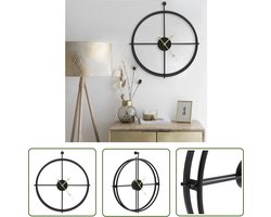The Living Store Wandklok 52 cm ijzer zwart - Wandklok - Zwarte Wandklok - Ijzeren Wandklok - Moderne Wandklok - Minimalistisch Design