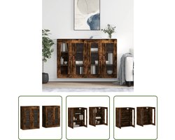 The Living Store Wandmeubel - Gerookt eiken - 69.5 x 34 x 90 cm - Set van 2