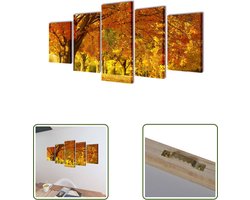 The Living Store Wandprintset esdoorn 100x50 cm canvas - Canvas Schilderij - Wanddecoratie - Esdoorn Afbeelding - Multikleurig - Woonaccessoires