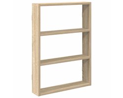 The Living Store Wandschap 43x9x60 cm bewerkt hout sonoma eikenkleurig - Wandplank - Houten Plank - Opbergplanken - Salontafel - Woonaccessoires
