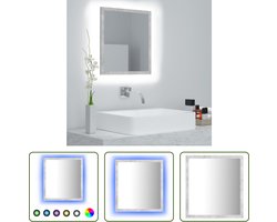 The Living Store Wandspiegel Betongrijs 40x8.5x37 cm - RGB-licht - Bewerkt hout en acryl