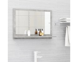 The Living Store Wandspiegel Betongrijs - 60 x 10.5 x 37 cm - Duurzaam spaanplaat en acryl