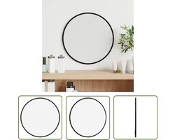 The Living Store Wandspiegel rond Ø30 cm zwart - Wandspiegel - Minimalistisch Design - Zwart - Glazen Spiegel - Ovale Spiegel