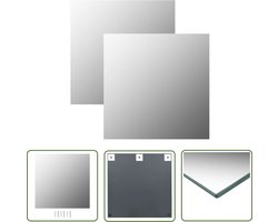 The Living Store Wandspiegels 2 st vierkant 60x60 cm glas - Wandspiegel - Badkamer Spiegel - Vintage Spiegel - Modern Spiegel - Ronde Spiegel