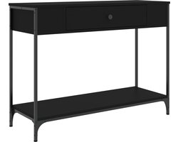The Living Store Wandtafel 100x34,5x75 cm bewerkt hout zwart - Wandtafel - Haltafel - Entreetafel - Moderne Tafel - Industrieel Design