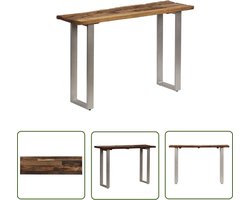 The Living Store Wandtafel 120x35x76 cm gerecycled hout en staal - Consoletafel - Rustic - Vintage - Industriele Stijl - Houten Tafel
