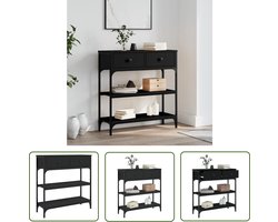The Living Store Wandtafel 72,5x25x75 cm bewerkt hout zwart - Wandtafel - Industrieel Design - Houten Tafel - Zwarte Tafel - Entreetafel