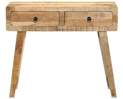 The Living Store Wandtafel 90x32x75 cm massief ruw mangohout - Wandtafel - Mango Wood - Vintage Meubels - Entreetafel - Living Room Furniture