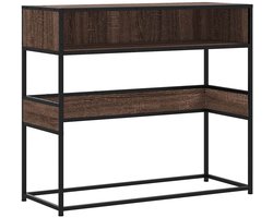The Living Store Wandtafel 90x35x80 cm bewerkt hout bruin eikenkleur - Console Tafel - Wandtafel - Houten Kastje - Opbergruimte - Industriële Design