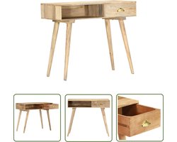 The Living Store Wandtafel 90x45x75 cm massief mangohout - Wandtafel - Mangoholtafel - Rustic Tafellaar - Vintage Kastje - Entreetafel