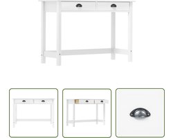 The Living Store Wandtafel Hill 2 lades 110x45x74 cm massief grenenhout - Consoletafel - Wandtafel - Bijzettafel - Grenoble Hout - Wit Meubilair