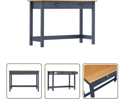 The Living Store Wandtafel Hill 2 lades 110x45x74 cm massief grenenhout grijs - Consoletafel - Grenshouten Meubilair - Vintage Kast - Sidetable - Tv Stand