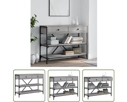 The Living Store Wandtafel met lades en schappen bewerkt hout grijs sonoma eiken - Wandtafel - Salontafel - Bijzetkast - Kastje - Opbergmeubel