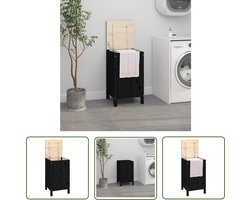 The Living Store Wasmand - Massief grenenhout - 44 x 44 x 76 cm - Zwart