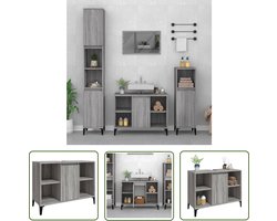 The Living Store Wastafelkast 80x33x60 cm bewerkt hout grijs sonoma eikenkleurig - Wasplaatsing Badkamerspiegel - Badkamerinrichting - Wastafelkast Grijze - Houten Wastafelkast - Badkamerkast Opbergruimte