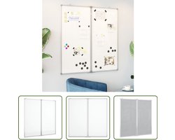 The Living Store Whiteboard magnetisch inklapbaar 100x100x1,7 cm aluminium - Witboard - Magnetic Board - Whiteboard Kopen - Magnetisch Whiteboard - Bureau Accessoires