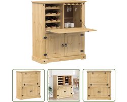 The Living Store Wijnkast Corona 97x45x114 cm massief grenenhout - Wijnkast - Grenenhouten Wijnkast - Wijnrek - Vintage Wijnkast - Rustic Wijnkast
