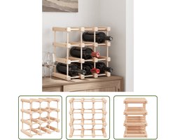 The Living Store Wijnrek voor 12 flessen 36x23x36 cm massief grenenhout - Wijnrrek - Houten Wijnrek - Wijnkast - Wijnopslag - Rustic Decor