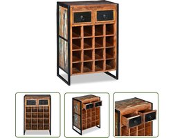 The Living Store Wijnrek voor 16 flessen massief gerecycled hout - Wijnrek - Industrieel Design - Houten Wijnrek - Wijnopbergers - Wijnaccessoires