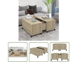 The Living Store Woonkamertafel - Sonoma Eiken - 75x75x38 cm - Uitschuifbaar