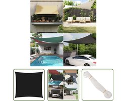 The Living Store Zonnescherm vierkant 4x4 m oxford stof zwart - Zonnescherm - Zonscherm - Oxford Stof - Waterdicht - Uv Bestendig