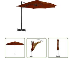 The Living Store Zweefparasol met aluminium paal 300 cm terracottakleurig - Zweefparasol - Terra Cotta - Tuinzomer - Parasol - Buitendecoratie