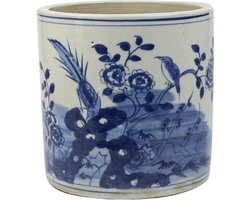 The Ming Garden Collection | Chinees Porselein | Chinese Vaas | Porseleinen Potje Met Vogels | Blauw & Wit