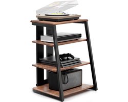The Olive Tree HiFi Cabinet with 4 Shelves in Wood and Steel Audio/Video Unit Maximum Load Capacity 50 kg Solid Structure