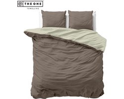 The One Bedding Dekbedovertrek Classic - 200 x 220 cm - Tweepersoons - 2 Kussenslopen - Katoen/Satijn - Taupe & Crème