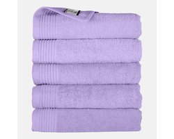 The One Towelling Badhanddoek - 70x140 cm - 5 stuks - Hotelkwaliteit - 450 g/m² - 100% Gekamd katoen - Lavender