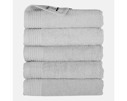 The One Towelling Badhanddoek - 70x140 cm - 5 stuks - Hotelkwaliteit - 450 g/m² - 100% Gekamd katoen - Licht grijs