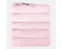 The One Towelling Badhanddoek - 70x140 cm - 5 stuks - Hotelkwaliteit - 450 g/m² - 100% Gekamd katoen - Licht Roze