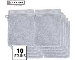 The One Towelling Bamboe Washandjes - 16 x 21 cm - 10 Stuks - Voordeelverpakking - Bamboe/Katoen - 600 gr/m² Stofdikte - Hypoallergeen - Lichtgrijs