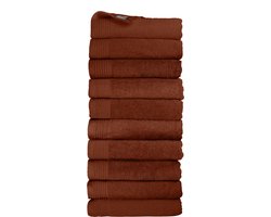 The One Towelling Classic Handdoeken - 50 x 100 cm - 10 Stuks - Voordeelverpakking - Hotelkwaliteit - 100% Gekamd katoen - Bruin