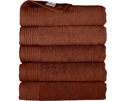 The One Towelling Classic Handdoeken - 50 x 100 cm - 5 Stuks - Voordeelverpakking - Hotelkwaliteit - 100% Gekamd katoen - Bruin