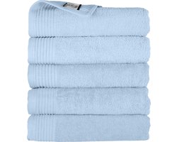 The One Towelling Classic Handdoeken - 50 x 100 cm - 5 Stuks - Voordeelverpakking - Hotelkwaliteit - 100% Gekamd katoen - Lichtblauw