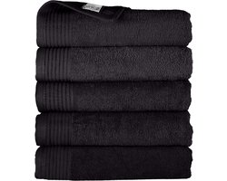 The One Towelling Classic Handdoeken - 50 x 100 cm - 5 Stuks - Voordeelverpakking - Hotelkwaliteit - 100% Gekamd katoen - Zwart