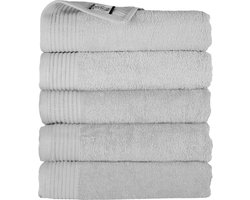 The One Towelling Classic Handdoeken - 70 x 140 cm - 5 Stuks - Voordeelverpakking - Hotelkwaliteit - 100% Gekamd katoen - Lichtgrijs
