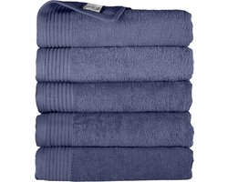 The One Towelling Classic Handdoeken - 70 x 140 cm - 5 Stuks - Voordeelverpakking - Hotelkwaliteit - 100% Gekamd katoen - Sneldrogend - Handdoekenset - Badhanddoek - Denim