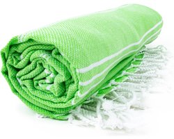 The One Towelling Hamam Sultan handdoek - 100 x 180 cm - Sauna Handdoek - Hamamdoek strandlaken - 100% katoen - Limoengroen/Wit